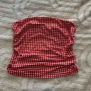 Red and White Gingham Tube Top